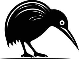 Black and white illustration of a kiwi bird, perfect for use in branding, signage, or as a design element vector