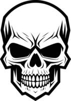 A bold, black and white illustration of a skull with an intense expression vector