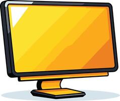 A cartoon illustration of a bright yellow computer monitor with a blank screen, perfect for showcasing your brand or website vector
