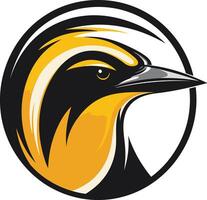 Bold and dynamic logo featuring a stylized bird's head in a circular frame vector
