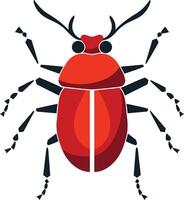 A simple, bold illustration of a red beetle, perfect for use in educational materials, children's books, or as a fun mascot for a brand or organization vector