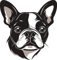A striking element illustration of a french bulldog's face, showcasing its adorable features and mischievous expression vector