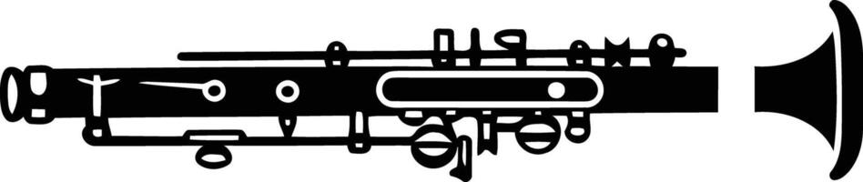 A simple black and white illustration of a clarinet, perfect for use in educational materials, website design, or music themed projects vector