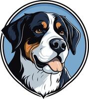 Friendly bernese mountain dog with a happy expression, perfect for pet related branding, social media, or merchandise vector