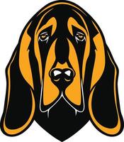 A bold and stylized illustration of a bloodhound's head vector
