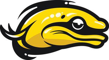 A cartoon style illustration of a moray eel with a menacing expression, perfect for branding, t shirts, and more vector