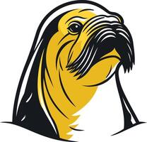 Bold and playful illustration of a walrus with a prominent mustache, perfect for branding or mascot design vector