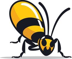 A cartoon yellow and black wasp with a menacing expression vector