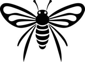 A simple, striking silhouette of a bee with outstretched wings vector