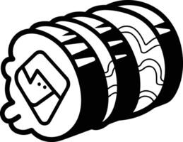 A simple, bold line drawing of a sushi roll vector