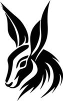 A bold, black and white illustration of a rabbit's head, ideal for use in logo design, tattoo art, or as a graphic element vector