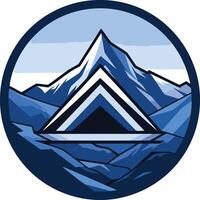 Abstract mountain logo with geometric shapes and blue color palette vector