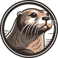 Otter Portrait in a Circular Frame vector