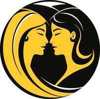 Two Women Facing Each Other in a Circle vector