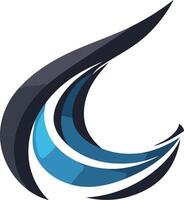 Abstract Design with Blue and Black Curved Shapes vector