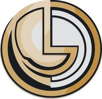 Abstract geometric logo design in gold, black, and white vector