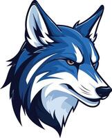 Blue Wolf Mascot with Sharp Features vector
