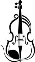 A simple yet elegant black and white illustration of a violin, perfect for use in music related designs, logos, and branding vector
