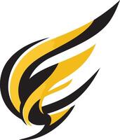 Abstract Winged Logo Design in Black and Gold vector