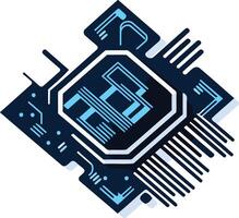 Abstract futuristic circuit board with a glowing blue element vector