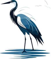 Elegant blue heron standing in water, perfect for nature, wildlife, and environmental designs vector