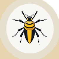Simple and modern illustration of a stylized, cartoon like insect, featuring a black body and yellow markings vector