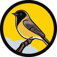 A Bird Perched on a Branch in a Circle vector