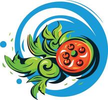 Abstract Design with Tomato and Green Foliage vector