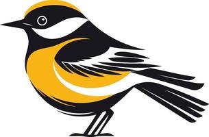 Stylized yellow and black bird illustration, perfect for branding or design projects needing a touch of nature vector