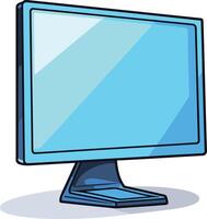 A simple, cartoon style illustration of a blue computer monitor with a blank screen, perfect for adding your own design or text vector