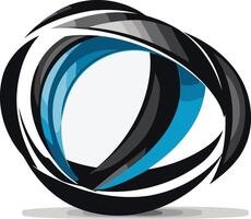 Abstract logo design with a dynamic circular form featuring overlapping black and blue lines vector