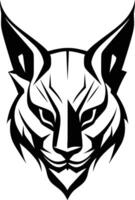 Bold and fierce, this black and white lynx head graphic is perfect for logos, branding, and design projects vector