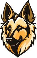 A bold and stylized illustration of a german shepherd's head, perfect for creating powerful logos, branding elements, or merchandise designs vector