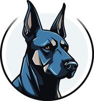 Cool, stylized illustration of a doberman pinscher dog's head in profile, perfect for logos, branding, and pet related designs vector