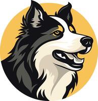 A friendly border collie with a cheerful expression, perfectly suited for logo design, branding, or pet related products vector
