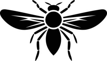 Simple black and white element illustration of a stylized bee silhouette vector