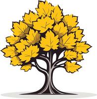 Simple, stylized illustration of a tree with yellow leaves, perfect for logo design, branding, or environmental concepts vector