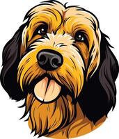 A friendly, cartoon style illustration of a happy dog with floppy ears and a big, goofy smile vector
