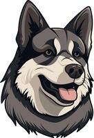 A friendly cartoon husky with big, expressive eyes and a playful smile, perfect for logos, branding, and pet related designs vector