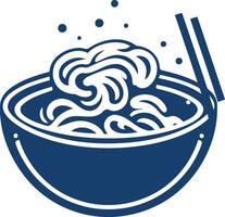 Simple line art illustration of a bowl of ramen with chopsticks vector