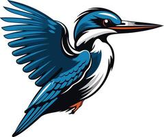 A bold and colorful illustration of a kingfisher in flight, perfect for branding, logos, and nature inspired designs vector