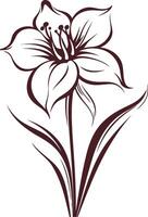 Elegant line art illustration of a single lily flower, perfect for adding a touch of nature to your designs vector