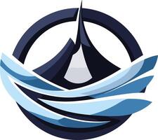 Abstract Logo with Mountain and Waves vector