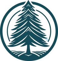A stylized pine tree icon, set within a circular frame, perfect for branding, logos, or environmental themes vector
