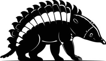 A striking silhouette of an armadillo, showcasing its armored back and distinctive snout vector