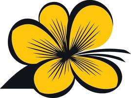 Yellow Flower with Black Outline vector