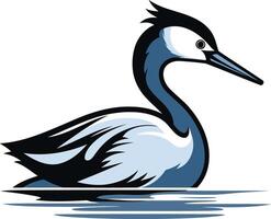 A stylized illustration of a great crested grebe, a sleek and elegant waterbird with a distinctive crest vector