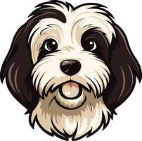 Adorable cartoon illustration of a happy shih tzu dog with big, expressive eyes and a playful smile vector