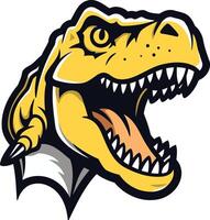 A fierce and dynamic illustration of a t rex dinosaur roaring with its mouth wide open, showcasing sharp teeth and a menacing expression vector