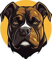 A fierce and powerful close up illustration of a bulldog's face vector